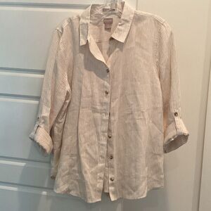 Chico's Beige Striped Blouse